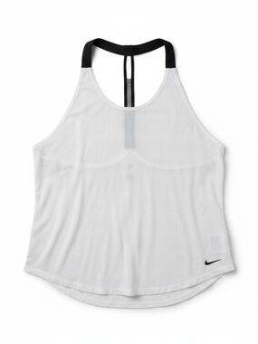 Nike White Mesh Dri-FIT Athletic Tank with Black Swoosh
